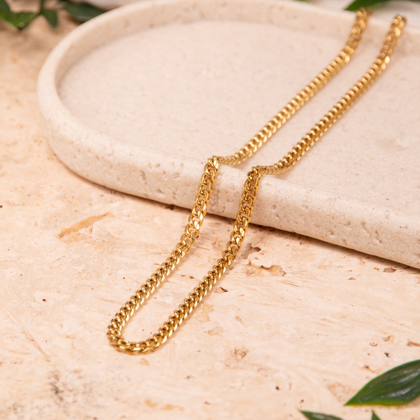 5mm Cuban Necklace in Yellow Gold Plating