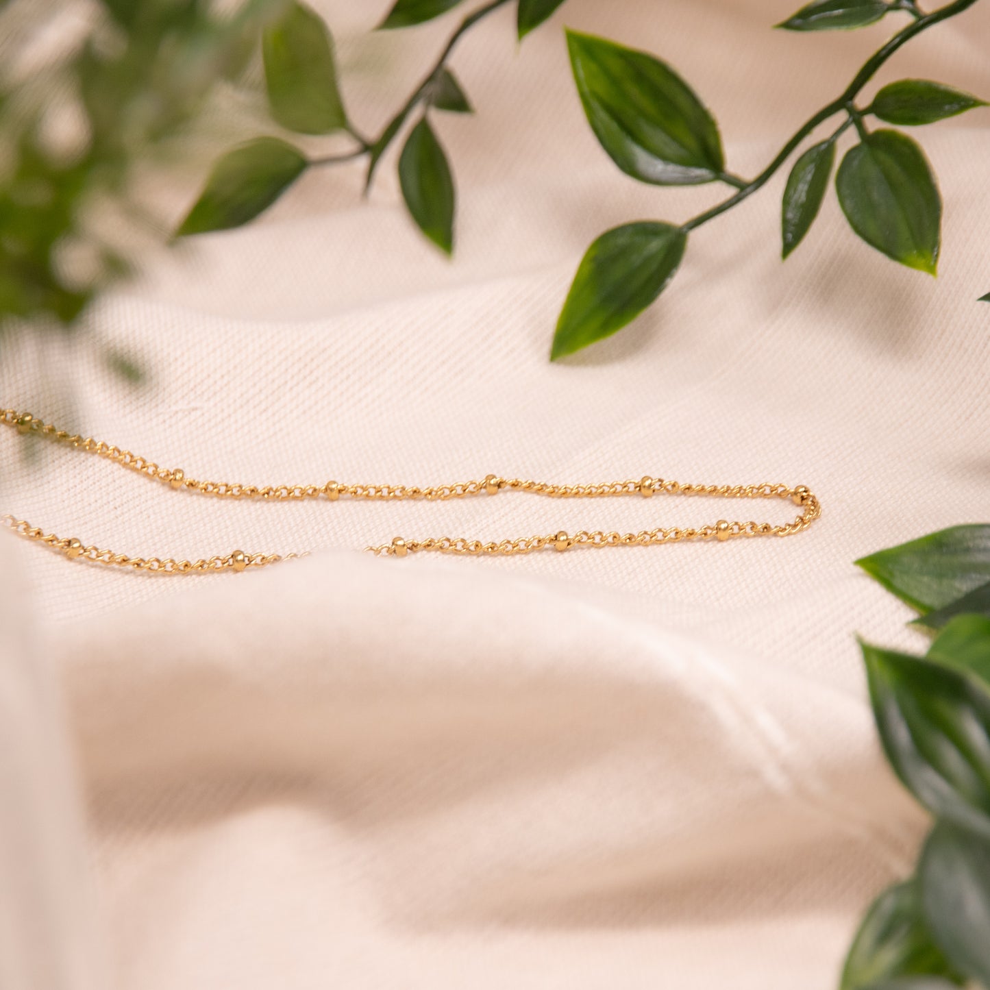 Dotted Bead Necklace in Yellow Gold Plating