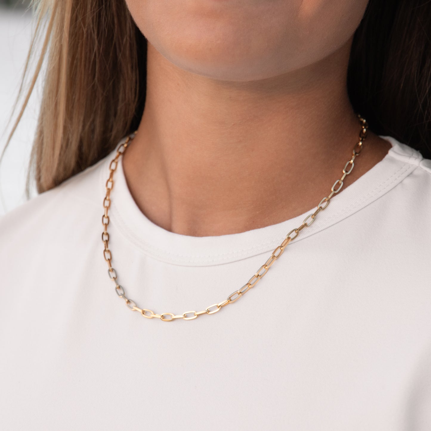 Paperclip Necklace in Yellow Gold Plating