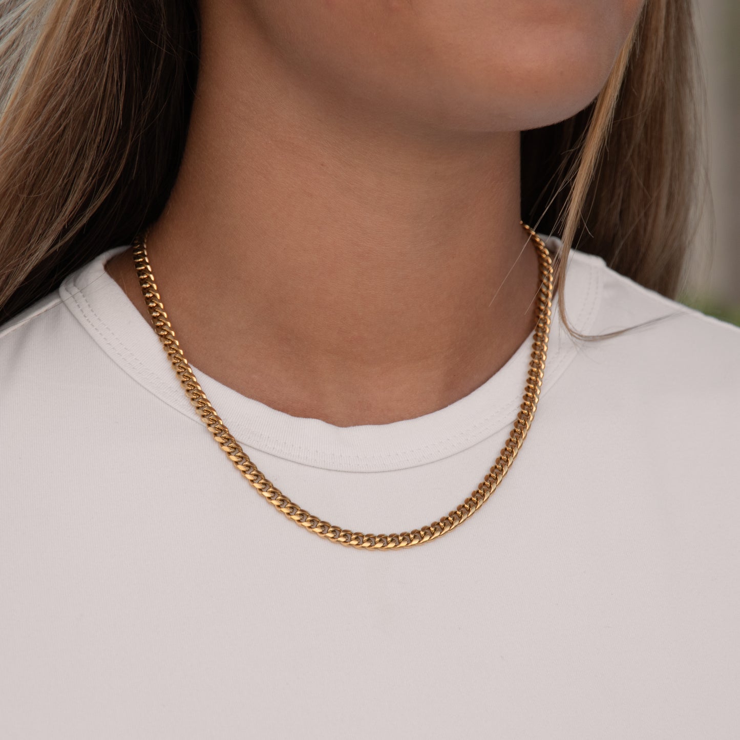 5mm Cuban Necklace in Yellow Gold Plating