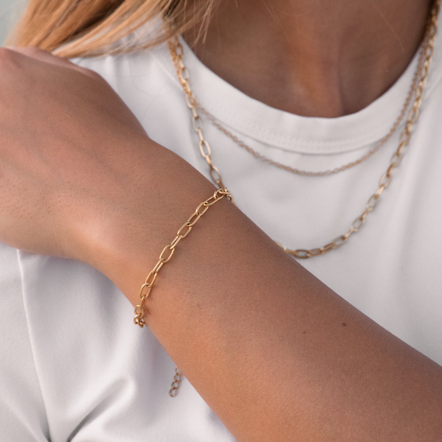 Paperclip Bracelet in Yellow Gold Plating