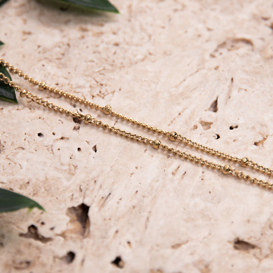 Dotted Bead Necklace in Yellow Gold Plating